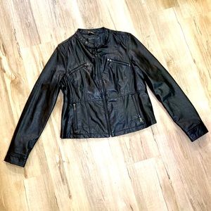Black Leather Jacket. Size:XL